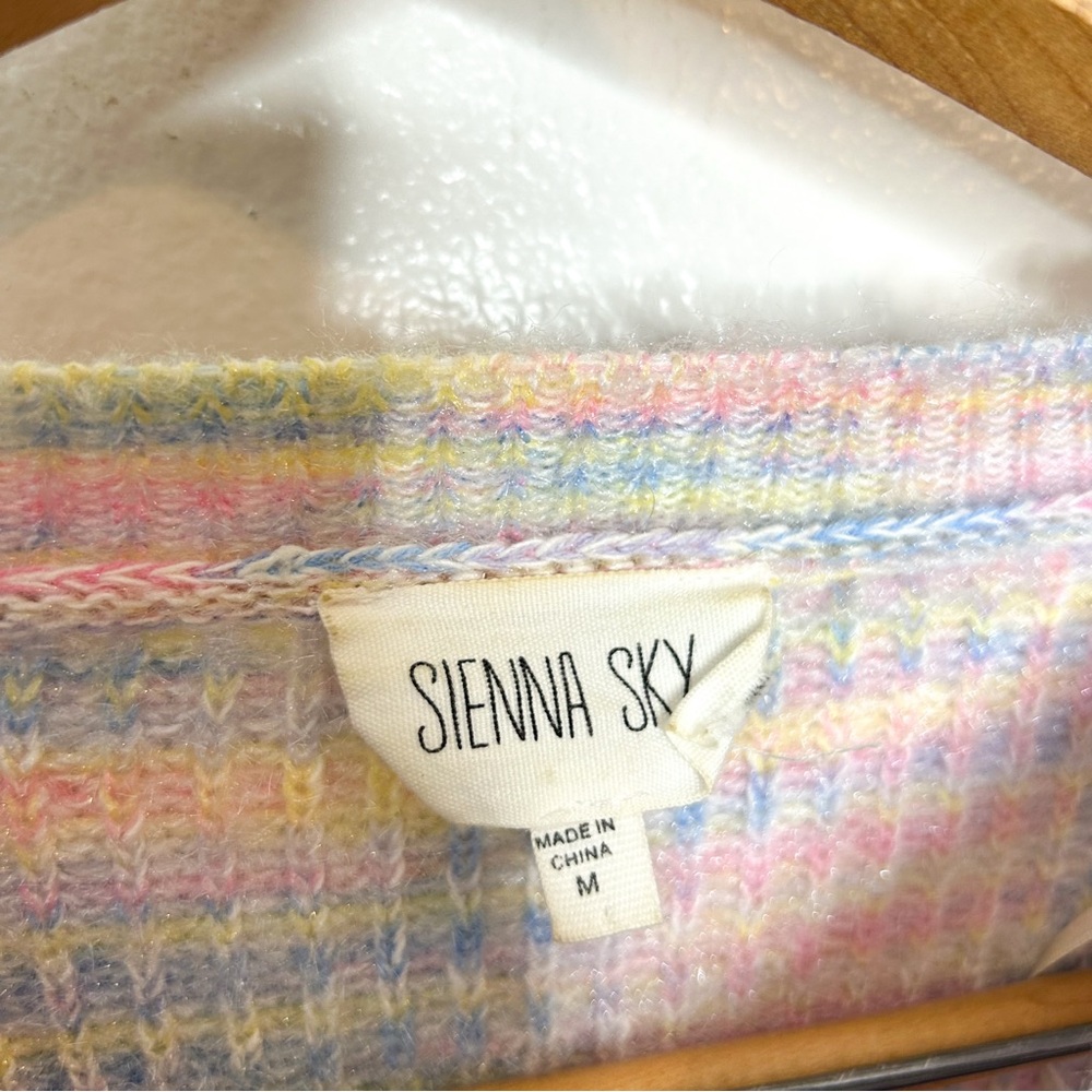 Sienna Sky Fuzzy Knit Pastel Rainbow Cropped Sweater Medium M - Picture 6 of 8